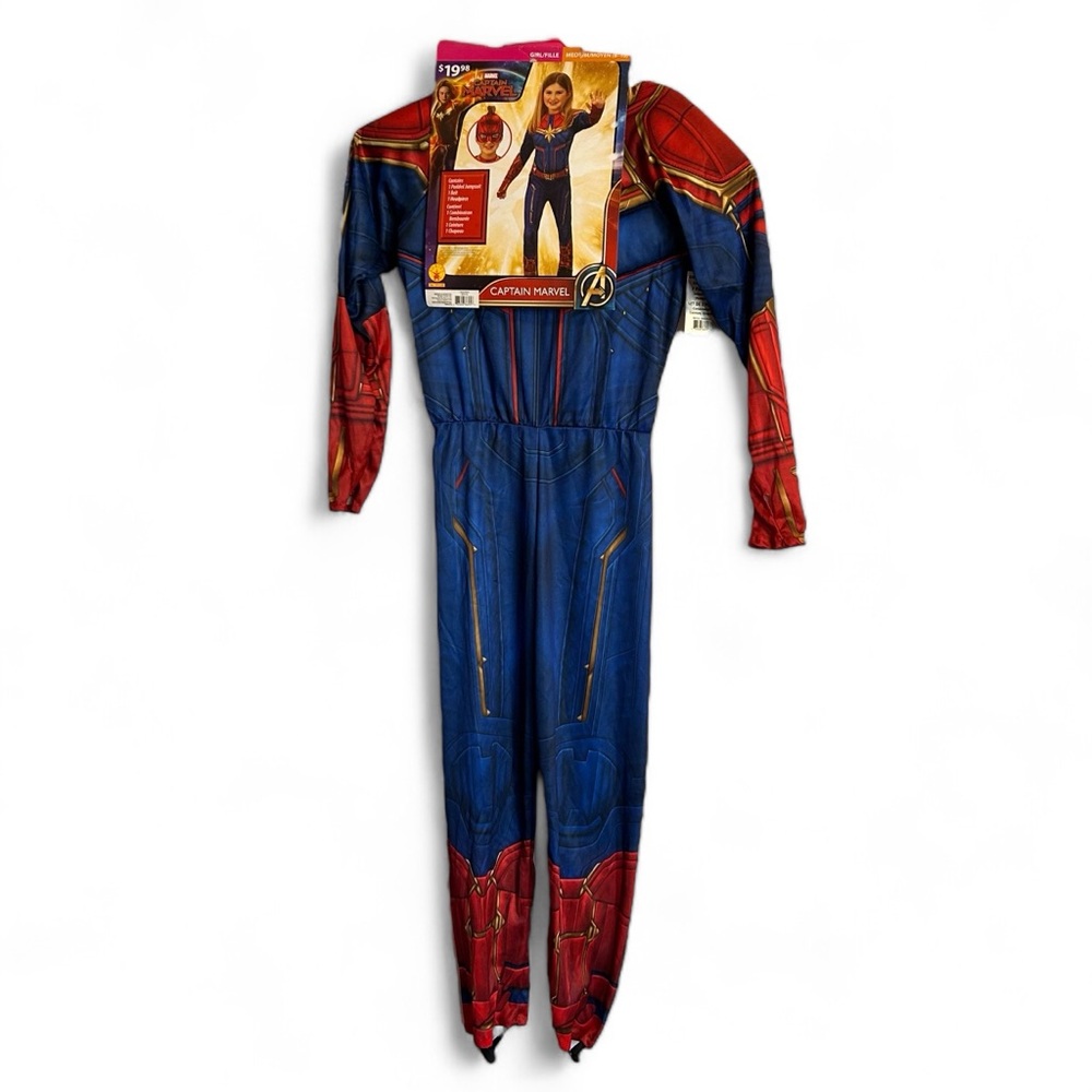 NWT CAPTAIN MARVEL M CHILD Halloween Costume Mask Padded Elastic Waist & Foot